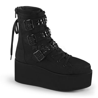2 3 4 inches PF Lace Up Ankle Boot w Buckle Straps Back Zip