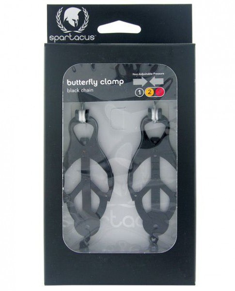 Spartacus Butterfly Style Nipple Clamps w/Chain - Black