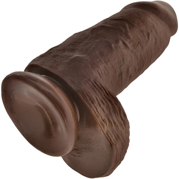 King Cock Chubby 9" Suction Cup Dildo With Balls - Chocolate