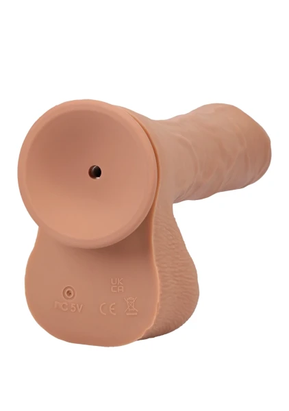 Fort Troff Uncut Thruster Rechargeable Silicone Mini Fuck Machine Dildo With Balls & Remote - Caramel