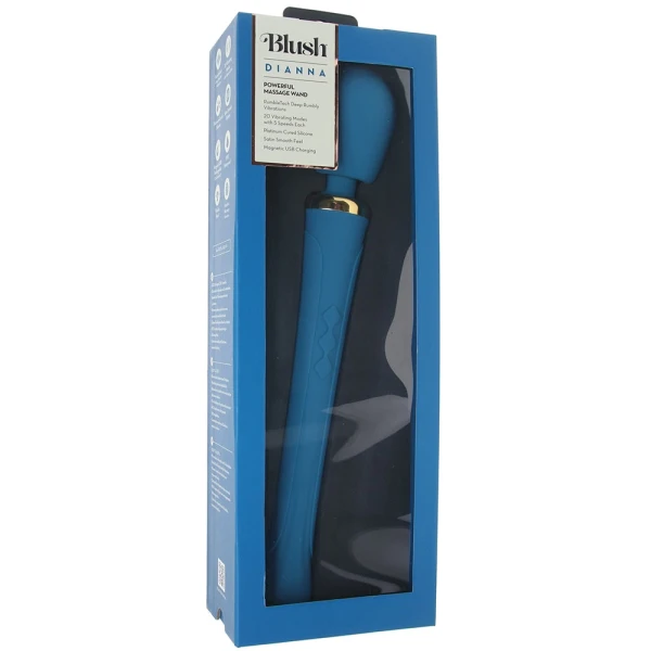 Dianna Rechargeable Waterproof Silicone Wand Style Vibrator By Blush - Teal