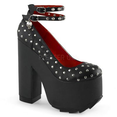 6 1 4 inches Heel 3 inches Ankle Strap PF w Studs Skull Charm Detail