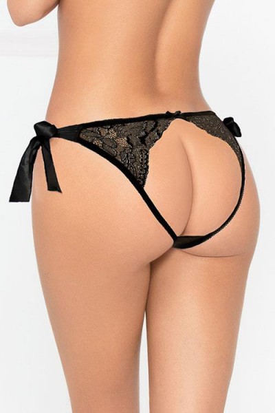 Seven Til Midnight Stardust Black Lurex Lace Peek-A-Book Panty