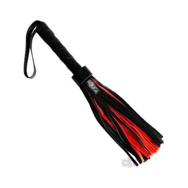 Whips & Paddles: Rouge Short Suede Flogger Leather Handle Black/red