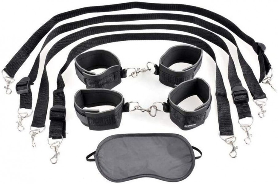 Fetish Fantasy Cuff and Tether Set Black