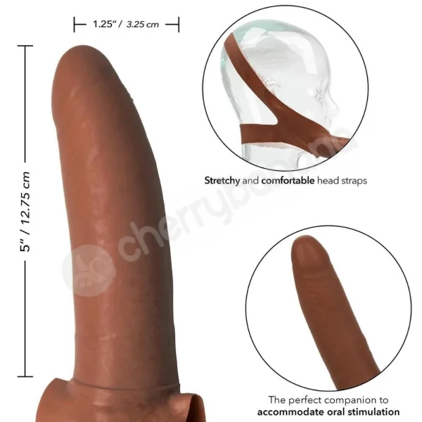 The Original Accommodator Brown Latex Oral Penetration Wearable Dong