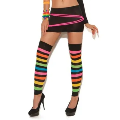 Neon Stripped Leg Warmers One Size