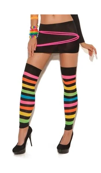 Neon Stripped Leg Warmers - One Size