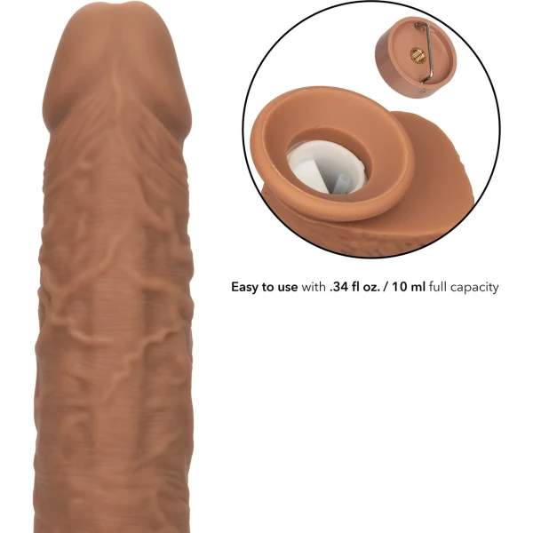 Squirting Fuck Stick 9" Vibrating Realistic Silicone Suction Cup Dildo By CalExotics - Caramel