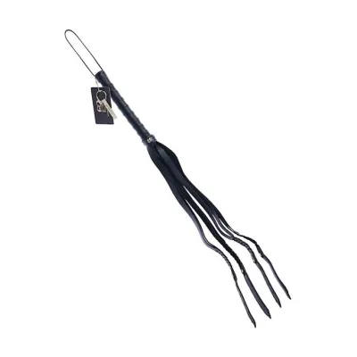 Bound X Spiked Leather Flogger With Braid Detail Black