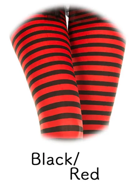 Striped Tights - One Size - Black-red