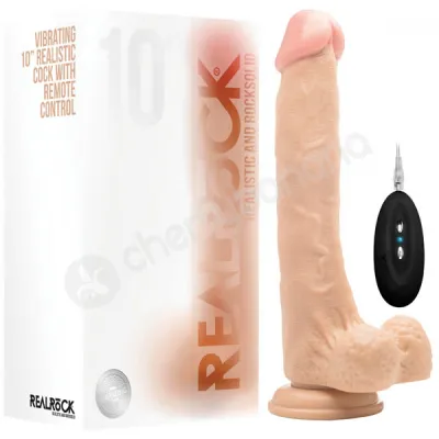 Realrock Vibrating 10 Flesh Realistic Cock With Scrotum
