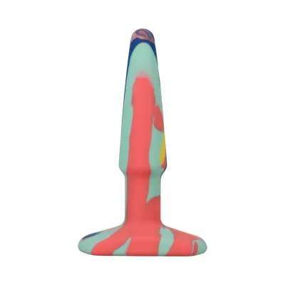 A play Groovy Silicone Anal Plug 4 In Multi colored Yellow