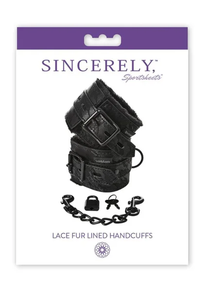 Sincerely Lace Fur Lined Hand Cuffs by Sportsheets