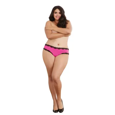 Open Back Panty 3x Hot Pink Black