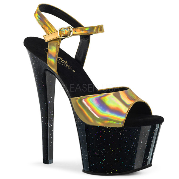 7 inches Heel, 2 3/4 inches PF Holographic Ankle Strap Sandal — image 5 of 12