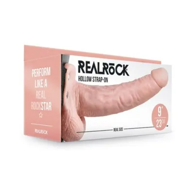 Realrock Hollow Strap on With Balls 9 In Vanilla