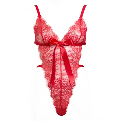 Dita Von Teese Von Follies Fantacist Red Lurex Lace Bodysuit