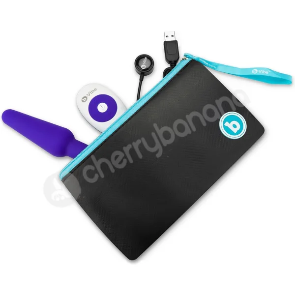 B-Vibe Trio Plug Purple Remote Control Vibrating Butt Plug With Case