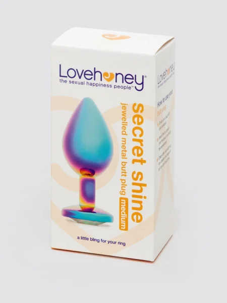 Lovehoney Jeweled Iridescent Metal Medium Butt Plug 3 Inch