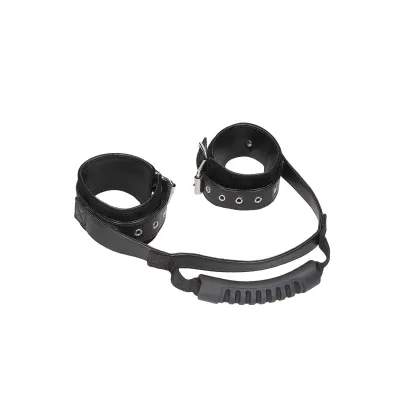 Ouch Bonded Leather Hand Cuffs with Handle