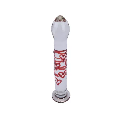 Red Hearts Glass Massager Red 6 8 Inch