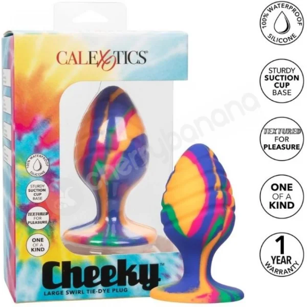 Calexotics Cheeky Large Swirl Tie-dye 3" Silicone Butt Plug
