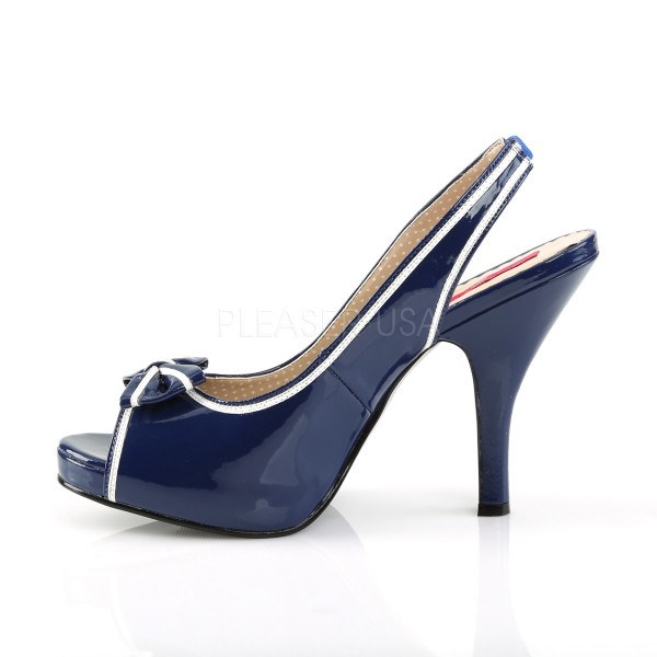 4 1/2 inches Heel, 3/4 inches Hidden P/F Peep Toe Slingback Sandal W/Bow — image 15 of 16