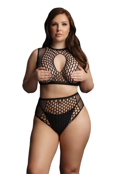 Le Desir Duo Net Key Hole Bra Set UK 14 to 20