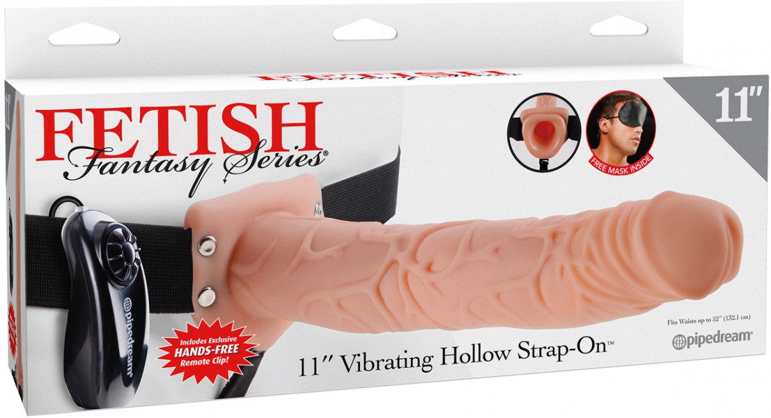 11" Vibrating Hollow Strap-On