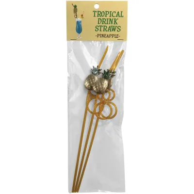 Tropical Drinking Straws Pineapple 3 Pack