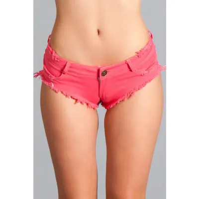 Low Waist Cut Off Denim Booty Shorts Hot Pink S