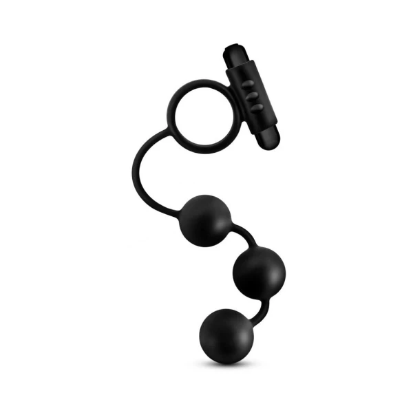 Blush Anal Adventures Platinum Silicone Anal Ball W/vibrating C RingĀ - Black