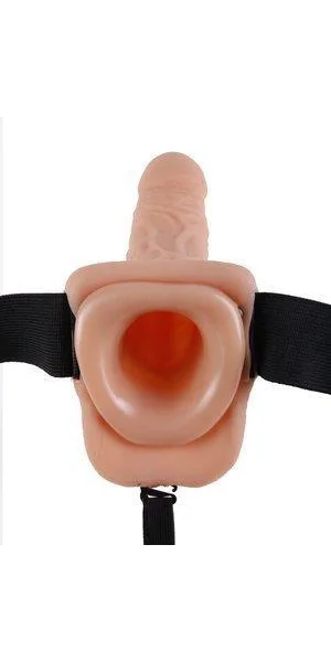 Fetish Fantasy 9'' Vibrating Hollow Strap-On With Balls