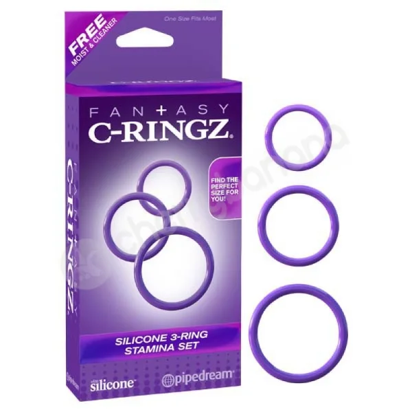 Fantasy C-ringz Purple Silicone 3-Ring Stamina Cock Ring Set
