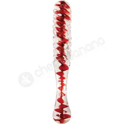 Adam Eve Sweetheart Swirl Clear Red Glass Dildo