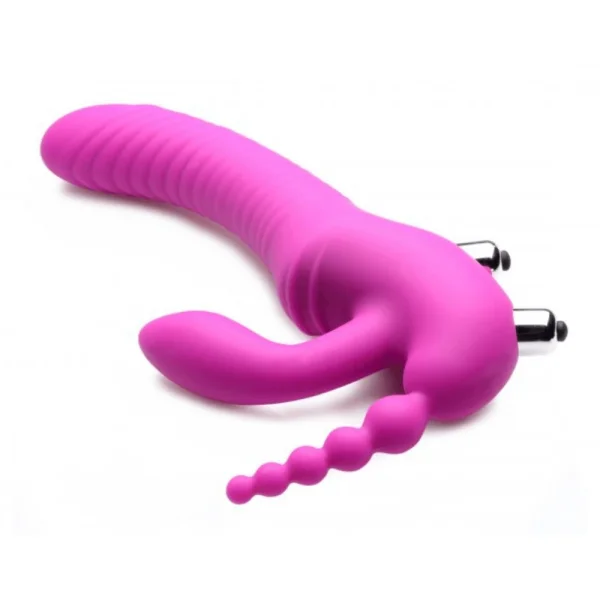 Strap U Regal Rider Vibrating Strapless Strap On Triple Stimulator