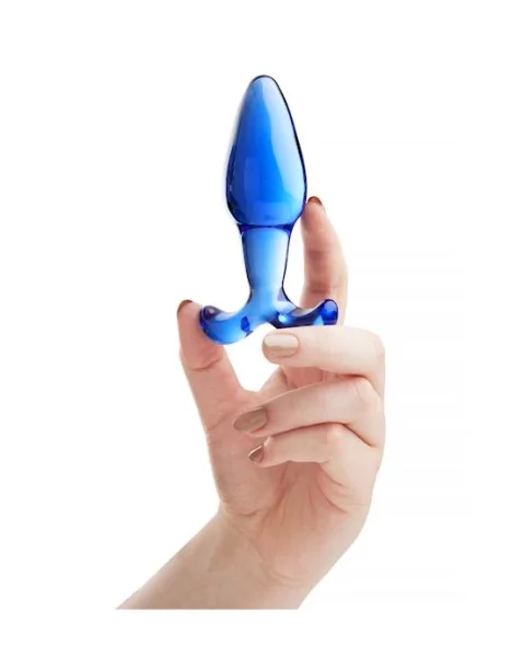 Lucent Fleur Glass Butt Plug - 4.5 Inch - Blue - 4.5 Inch