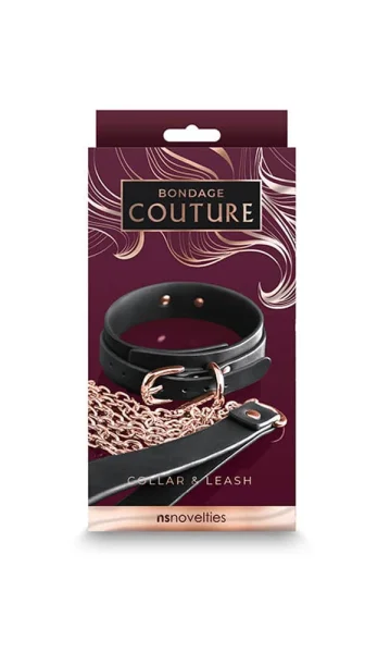 Bondage Couture Collar And Leash Black