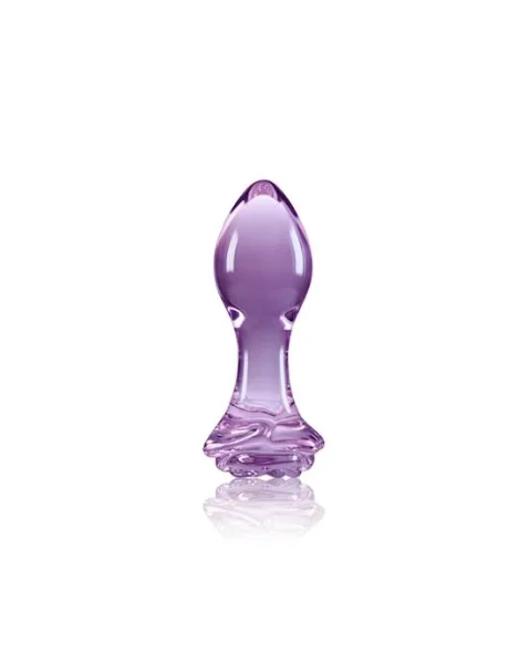 Crystal Rose Butt Plug  - Purple - 3.5 Inch