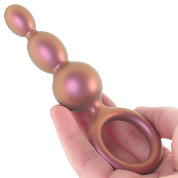 Anal Adventures Matrix Beaded Loop Silicone Butt Plug By Blush - Copper