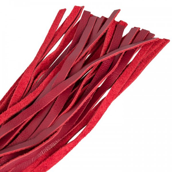 Bondara Confined Red Leather Lace up Flogger - 15 Inch