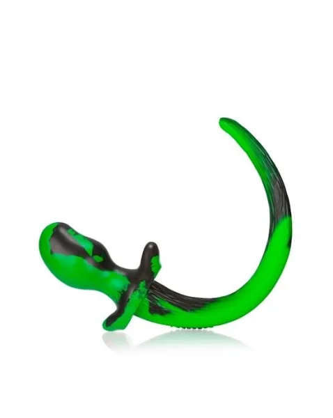 Puppy Tail Buttplug - Bulldog - 4.5 Inch - Green/black - Large