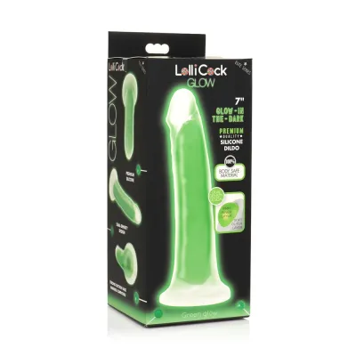 Realistic Dildos Lollicock Glow in the dark 7 In Silicone Dildo Green