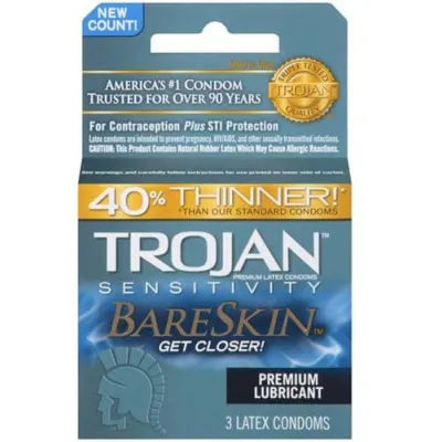 Trojan Sensitivity Bareskin Lubricated Condoms 3 Pack