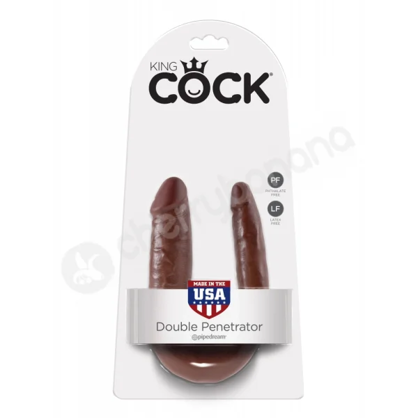 King Cock Brown U-shaped Small Double Trouble Dildo