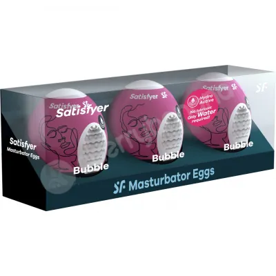 Satisfyer Masturbator Eggs Bubble Skin Like Masturbation Sleeve 3 Pack