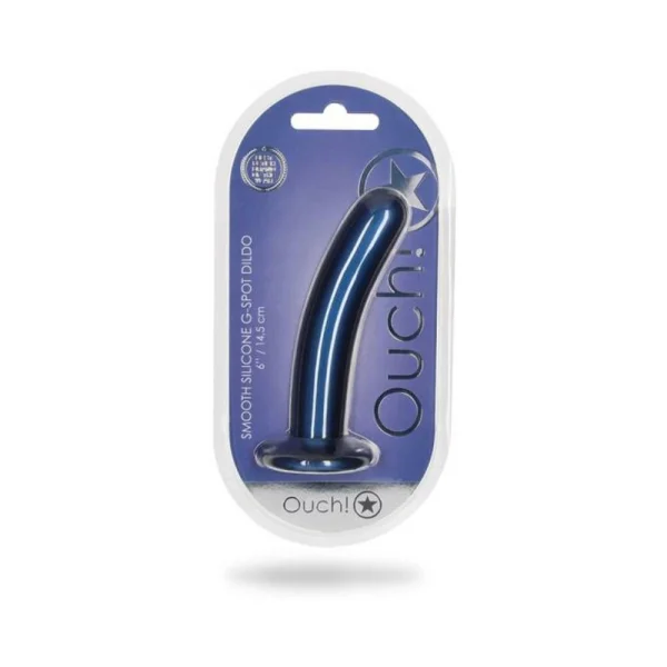 Realistic Dildos: Shots Ouch! Smooth Silicone 6 In. G-spot Dildo Metallic Blue