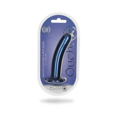 Realistic Dildos Shots Ouch Smooth Silicone 6 In G spot Dildo Metallic Blue