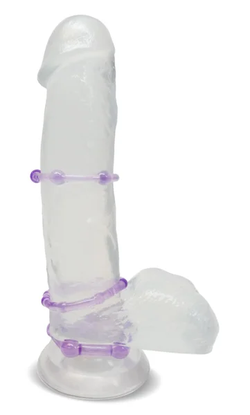 Stay Hard Beaded Cockrings - 3 Pack - Purple